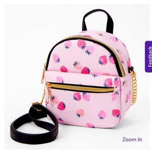 Claire’s Pink Strawberry Mini Backpack Crossbody Bag